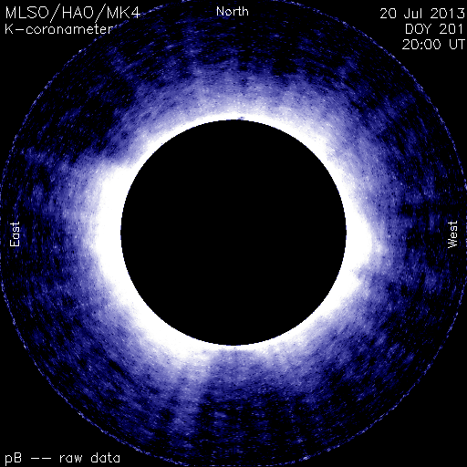 White-light coronameter images from the High Altitude Observatory Mauna Loa Solar Observatory. Source: Solar Data Analysis Center