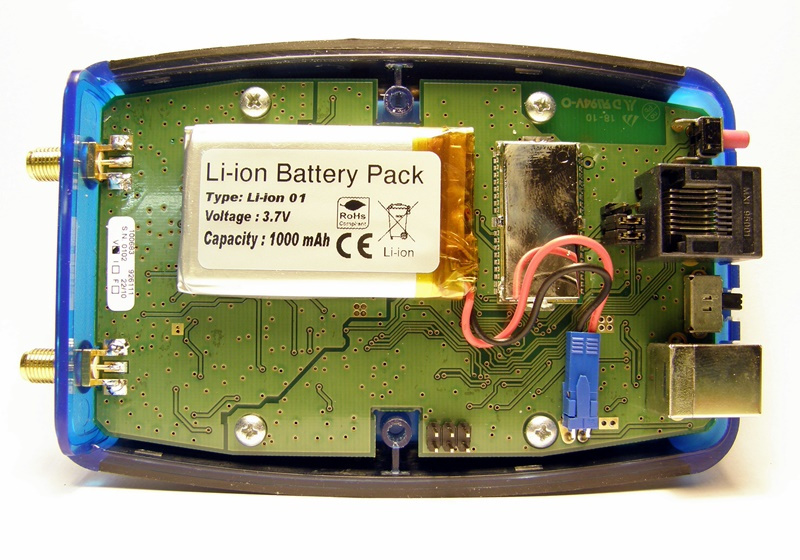 The lithium-ion battery pack inside the miniVNA PRO